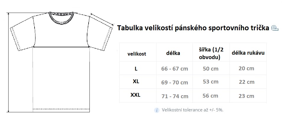 Tabulka velikostí pánské polo tričko LACOMFORT